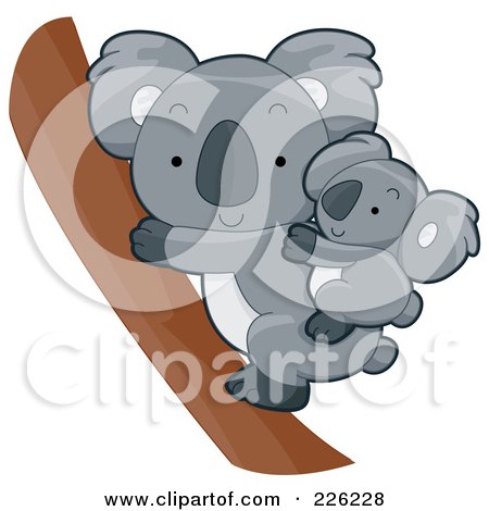 Royalty-Free (RF) Clipart Illustration of a Cute Baby Koala On Its Mother's Back by BNP Design Studio