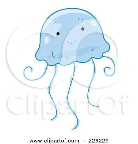 Royalty-Free (RF) Clipart Illustration of a Cute Blue Jellyfish by BNP Design Studio