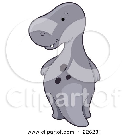 Royalty-Free (RF) Clipart Illustration of a Cute Gray Dinosaur Looking Back by BNP Design Studio