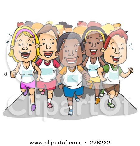 Royalty-Free (RF) Clipart Illustration of a Group Of Marathon Runners by BNP Design Studio