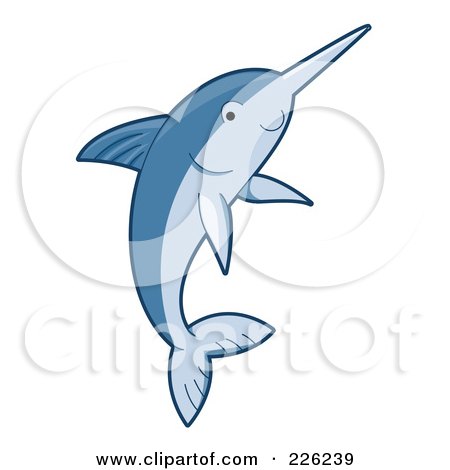Royalty-Free (RF) Clipart Illustration of a Cute Blue Swordfish by BNP Design Studio