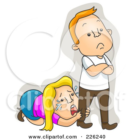 Royalty-Free (RF) Clipart Illustration of a Woman Crying At Her Husband's Feet by BNP Design Studio