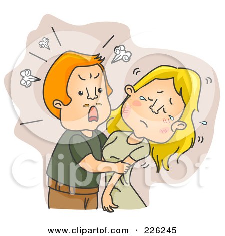 Royalty-Free (RF) Clipart Illustration of a Man Using Domestic Violence On His Wife by BNP Design Studio