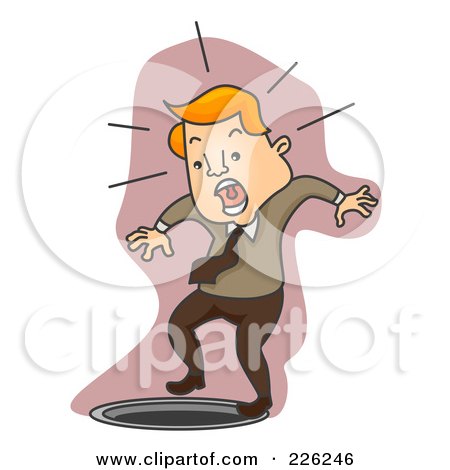 Royalty-Free (RF) Clipart Illustration of a Businessman Falling Into A Manhole by BNP Design Studio