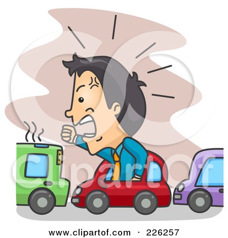 Royalty-Free (RF) Clipart Illustration of a Frustrated Businessman With Road Rage by BNP Design Studio
