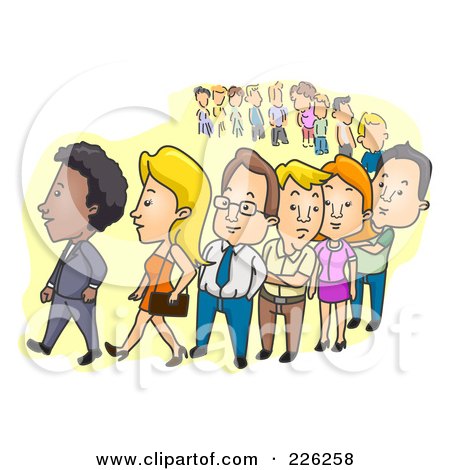 Royalty-Free (RF) Clipart Illustration of People Waiting In A Long Line by BNP Design Studio