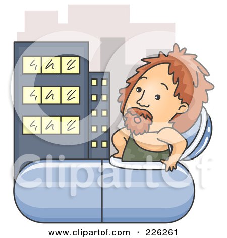 Royalty-Free (RF) Clipart Illustration of a Caveman Emerging From A Time Capsule by BNP Design Studio