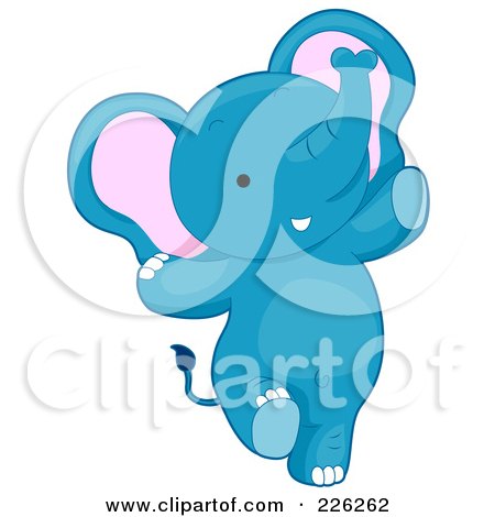 Royalty-Free (RF) Clipart Illustration of a Cute Blue Baby Elephant Dancing by BNP Design Studio