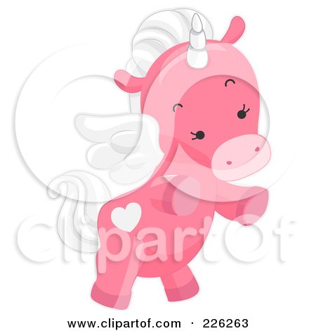 Royalty-Free (RF) Clipart Illustration of a Cute Pink Winged Unicorn by BNP Design Studio