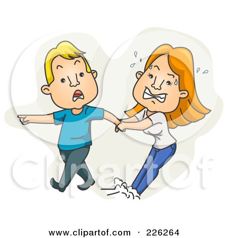 Royalty-Free (RF) Clipart Illustration of a Man Dragging An Angry Woman by BNP Design Studio
