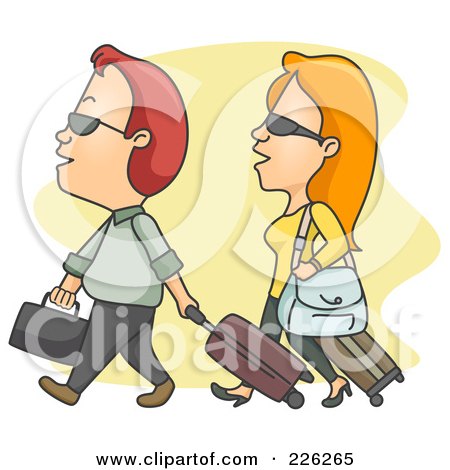 Royalty-Free (RF) Clipart Illustration of a Couple Walking With Luggage by BNP Design Studio