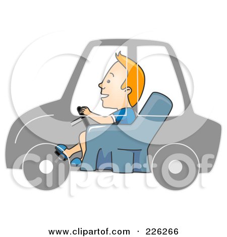 Royalty-Free (RF) Clipart Illustration of a Man Driving In An Invisible Car by BNP Design Studio
