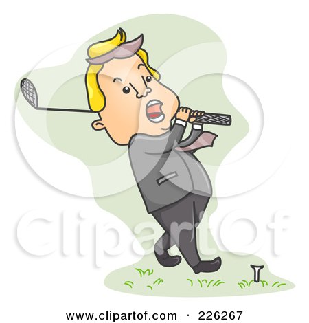 Royalty-Free (RF) Clipart Illustration of a Businessman Playing Golf by BNP Design Studio