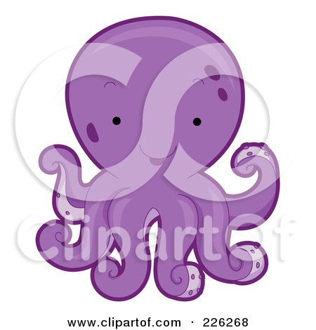 Royalty-Free (RF) Clipart Illustration of a Cute Purple Octopus by BNP Design Studio