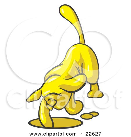 Clipart Illustration of a Yellow Tick Hound Dog Digging a Hole by Leo Blanchette
