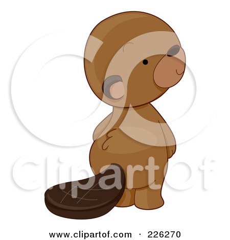 Royalty-Free (RF) Clipart Illustration of a Cute Beaver Looking Back by BNP Design Studio