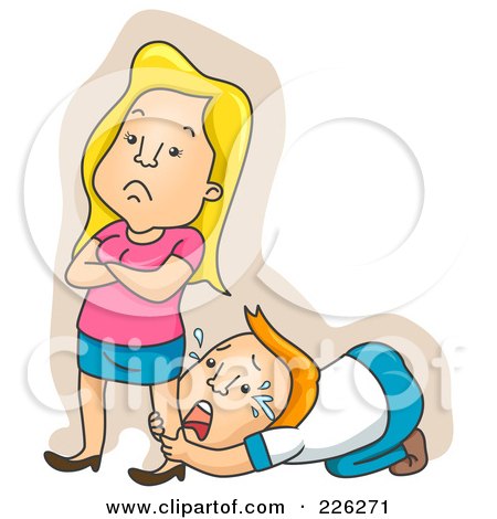 Royalty-Free (RF) Clipart Illustration of a Man Crying At A Woman's Feet by BNP Design Studio