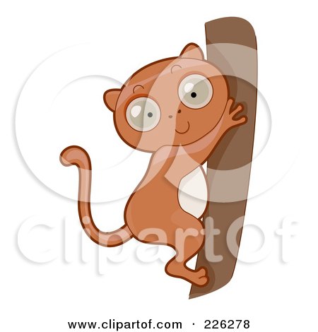 Clipart Outlined Tarsier On Bamboo 1 - Royalty Free Vector Illustration