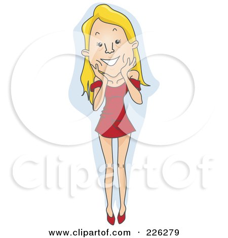 Royalty-Free (RF) Clipart Illustration of a Very Skinny Woman Touching Her Cheeks by BNP Design Studio