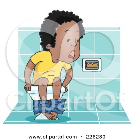 Royalty-Free (RF) Clipart Illustration of a Man Realizing He's Out Of Toilet Paper by BNP Design Studio