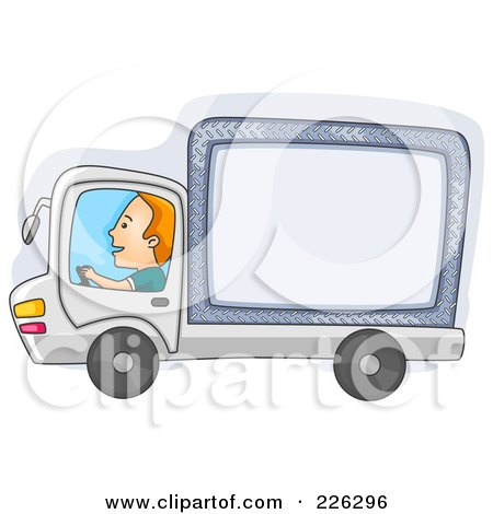Royalty-Free (RF) Clipart Illustration of a Man Driving A Big Rig Truck With Ad Space by BNP Design Studio