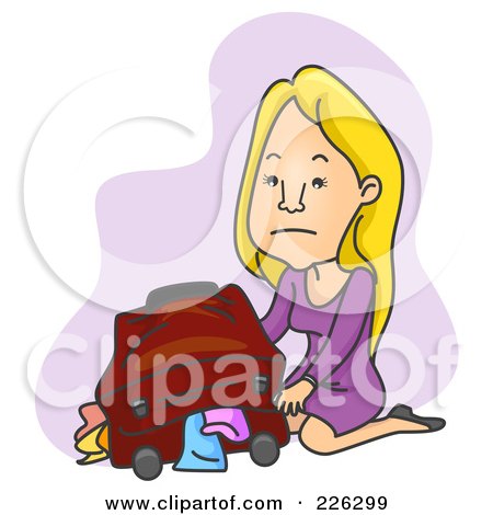 Royalty-Free (RF) Clipart Illustration of a Soman Packing Her Luggage by BNP Design Studio