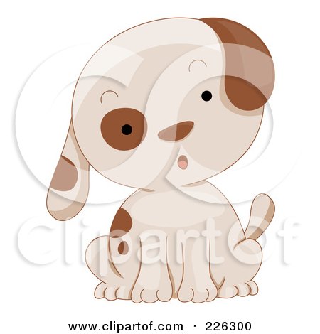 Royalty-Free (RF) Clipart Illustration of a Cute Puppy Dog Sitting Surprised by BNP Design Studio