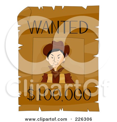 Royalty-Free (RF) Clipart Illustration of a Wanted Reward Wild West Sign by BNP Design Studio