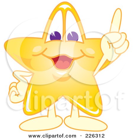 Royalty-Free (RF) Clipart Illustration of a Star School Mascot Pointing Upwards by Mascot Junction