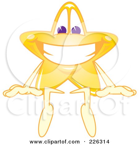 Royalty-Free (RF) Clipart Illustration of a Star School Mascot Sitting On Top Of A Blank Sign by Toons4Biz