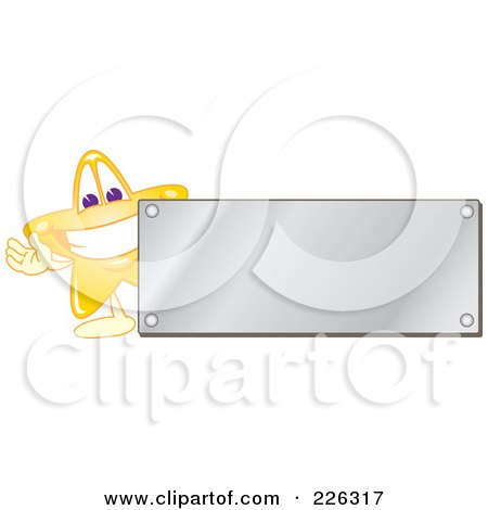 Royalty-Free (RF) Clipart Illustration of a Star School Mascot Logo Over With A Blank Silver Plaque by Toons4Biz