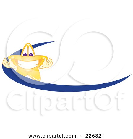 Royalty-Free (RF) Clipart Illustration of a Star School Mascot Logo Over A Blue Dash by Mascot Junction