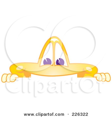 Royalty-Free (RF) Clipart Illustration of a Star School Mascot Looking Over A Blank Sign by Toons4Biz