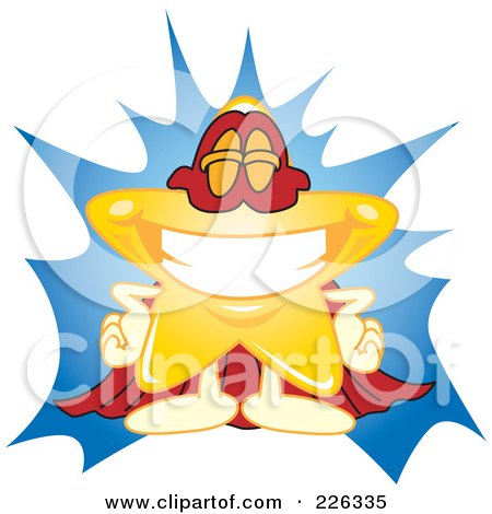 Royalty-Free (RF) Clipart Illustration of a Star School Mascot Super Hero by Toons4Biz