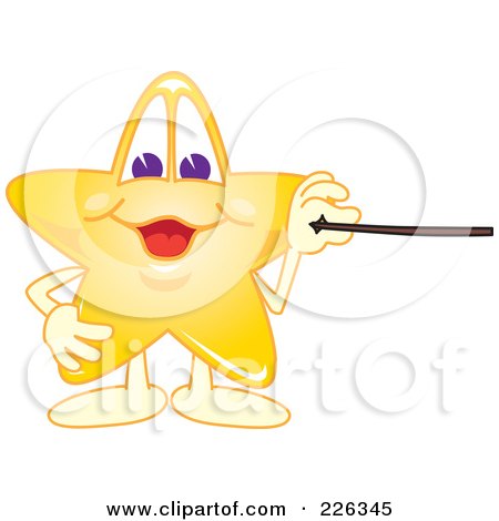 Royalty-Free (RF) Clipart Illustration of a Star School Mascot Holding A Pointer Stick by Mascot Junction