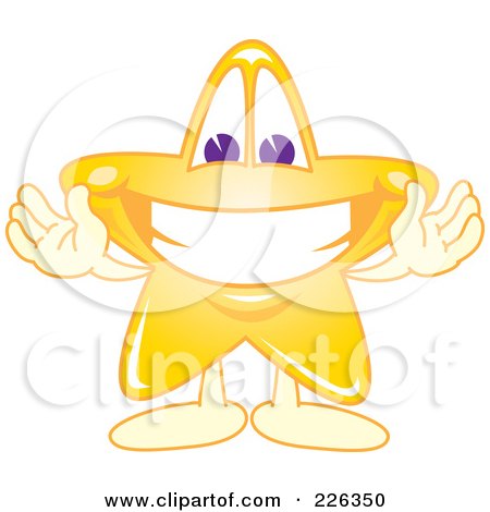 Royalty-Free (RF) Clipart Illustration of a Star School Mascot Welcoming by Toons4Biz
