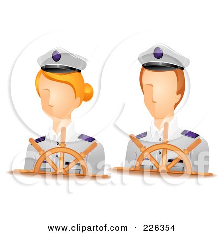 Royalty-Free (RF) Clipart Illustration of a Digital Collage Of Male And Female Captain Avatars by BNP Design Studio