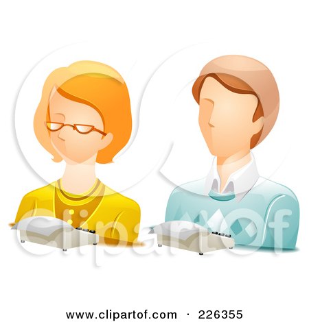 Royalty-Free (RF) Clipart Illustration of a Digital Collage Of Male And Female Stenographer Avatars by BNP Design Studio
