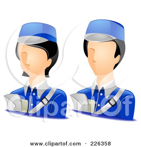 Royalty-Free (RF) Clipart Illustration of a Digital Collage Of Male And Female Courier Avatars by BNP Design Studio
