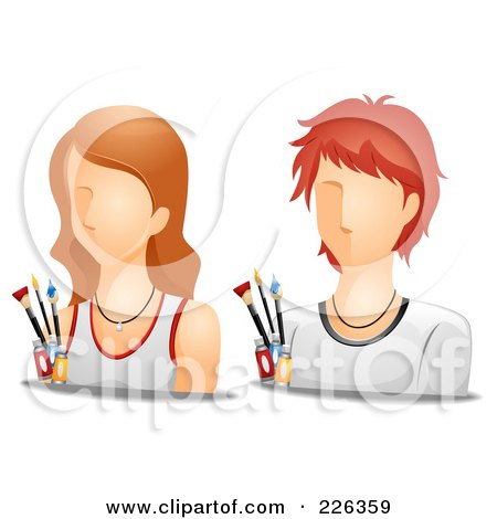 Royalty-Free (RF) Clipart Illustration of a Digital Collage Of Male And Female Artist Avatars by BNP Design Studio