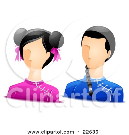 Royalty-Free (RF) Clipart Illustration of a Digital Collage Of Chinese Male And Female Avatars by BNP Design Studio