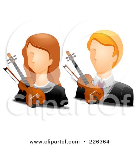 Royalty-Free (RF) Clipart Illustration of a Digital Collage Of Male And Female Violinist Avatars by BNP Design Studio