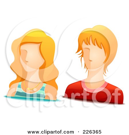 Royalty-Free (RF) Clipart Illustration of a Digital Collage Of Blond Male And Female Avatars by BNP Design Studio