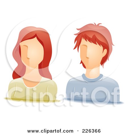 Royalty-Free (RF) Clipart Illustration of a Digital Collage Of Red Haired Male And Female Avatars by BNP Design Studio