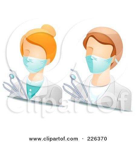 Royalty-Free (RF) Clipart Illustration of a Digital Collage Of Male And Female Dentist Avatars by BNP Design Studio
