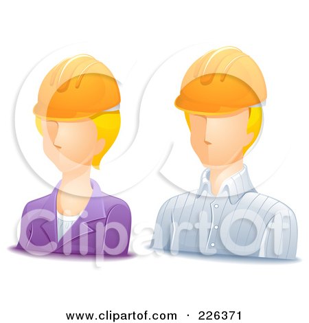 Royalty-Free (RF) Clipart Illustration of a Digital Collage Of Male And Female Engineer Avatars by BNP Design Studio