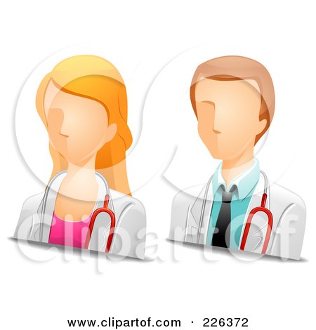 Royalty-Free (RF) Clipart Illustration of a Digital Collage Of Male And Female Doctor Avatars by BNP Design Studio