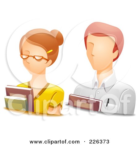 Royalty-Free (RF) Clipart Illustration of a Digital Collage Of Male And Female Teacher Avatars by BNP Design Studio