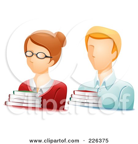 Royalty-Free (RF) Clipart Illustration of a Digital Collage Of Male And Female Librarian Avatars by BNP Design Studio