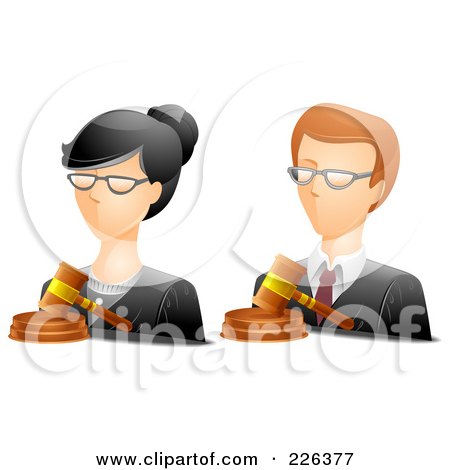 Royalty-Free (RF) Clipart Illustration of a Digital Collage Of Male And Female Judge Avatars by BNP Design Studio